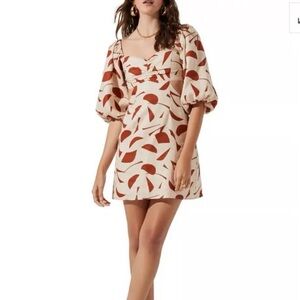 ASTR The Label “Heather” Smocked‑Back Cutout Linen Dress